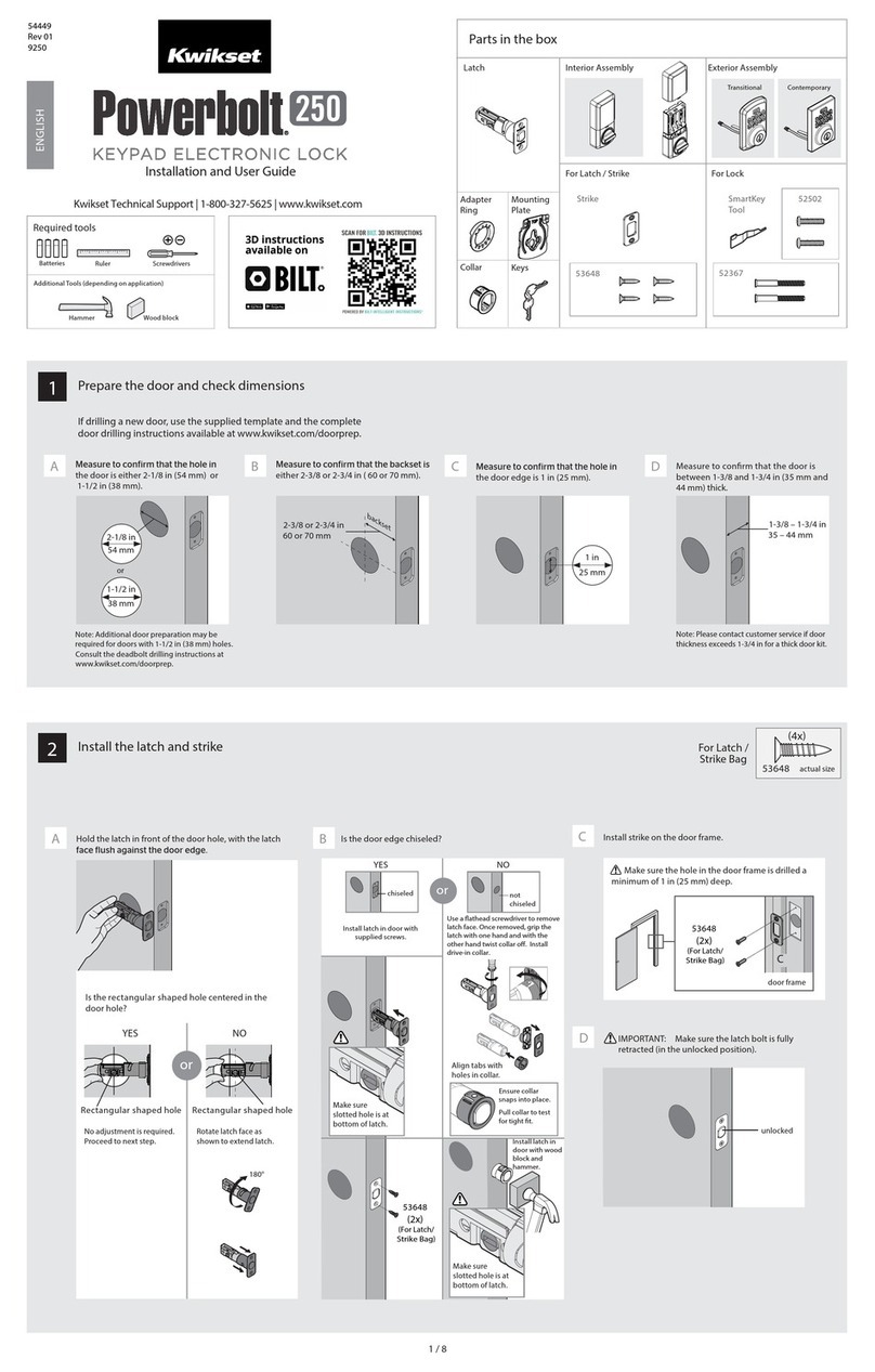 Kwikset Powerbolt 250 User manual