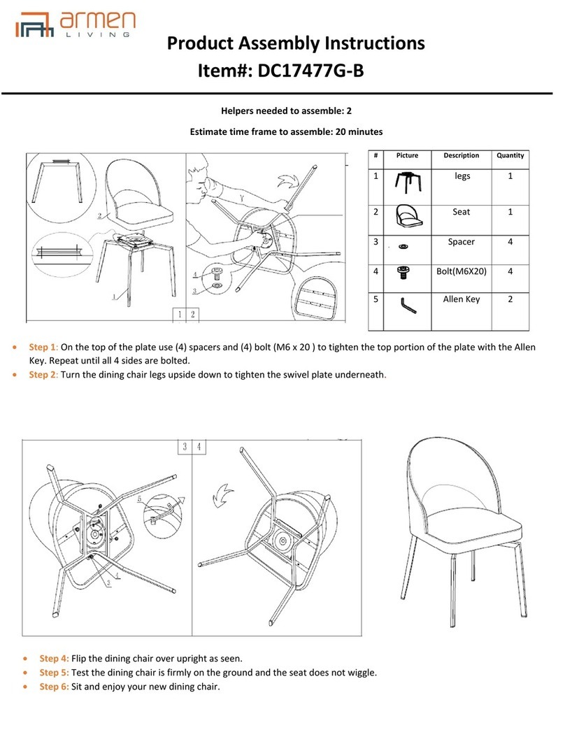 armen LIVING DC17477G-B Product assembly instructions armen LIVING DC17477G-B Product assembly instructions