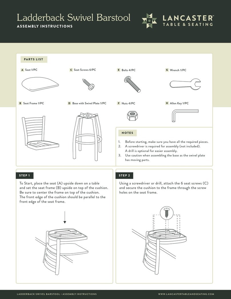 Lancaster Ladderback Swivel Barstool User manual