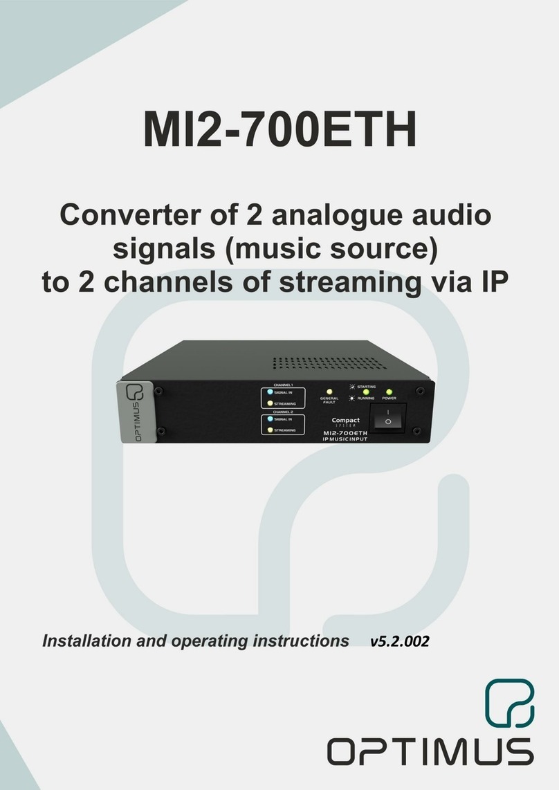 Optimus MI2-700ETH Installation and operating instructions