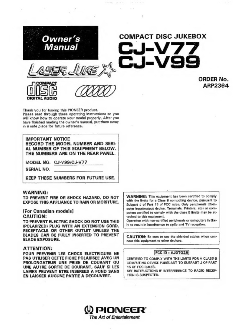 Pioneer Laser Juke CJ-V77 owner's manual