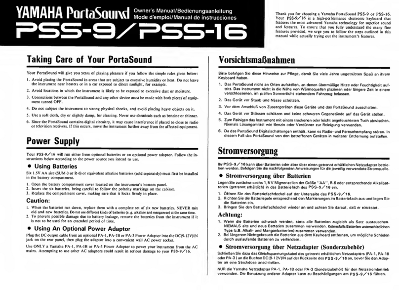 Yamaha PortaSound PSS-9 User manual