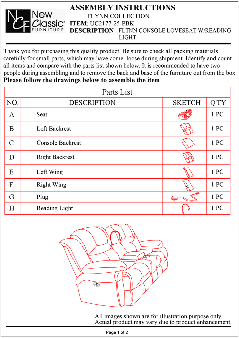 New Classic Furniture FLYNN UC2177-25-PBK Assembly instructions New Classic Furniture FLYNN UC2177-25-PBK Assembly instructions