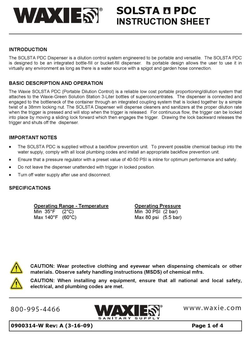 WAXIE SOLSTA PDC instruction sheet
