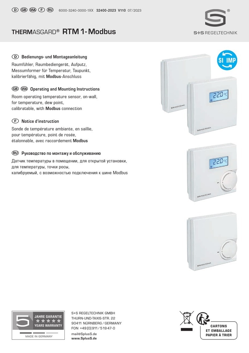 S+S Regeltechnik THERMASGARD RTM 1-Modbus Operating and mounting instructions