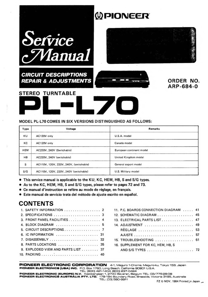 Pioneer PL-L70 User manual