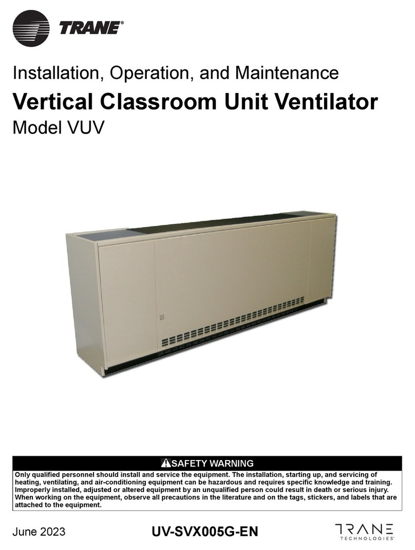 Trane VUV Installation and operating instructions