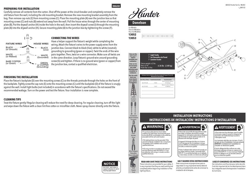 Hunter 13052 User manual