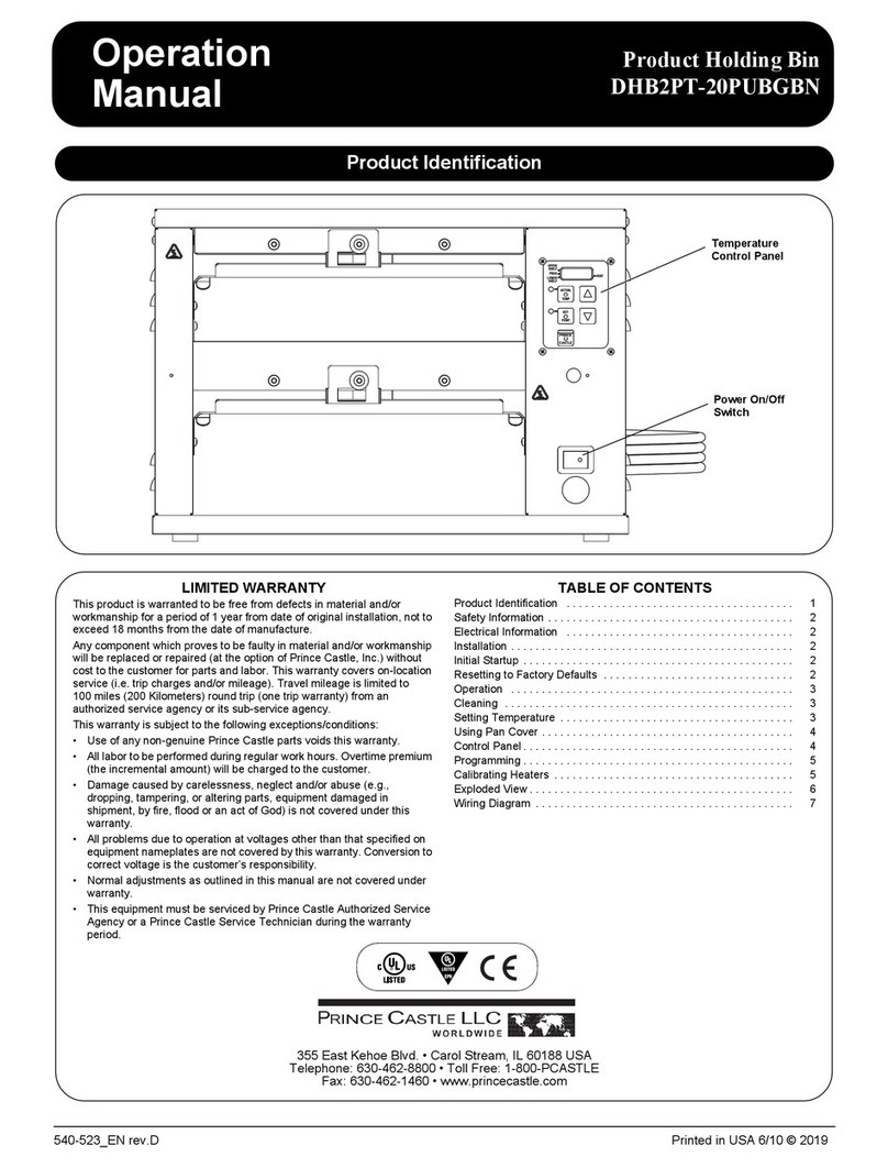 Prince Castle DHB2PT-20PUBGBN User manual Prince Castle DHB2PT-20PUBGBN User manual
