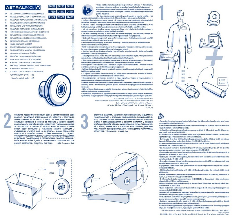 Astral Pool 00292 Installation and maintenance manual