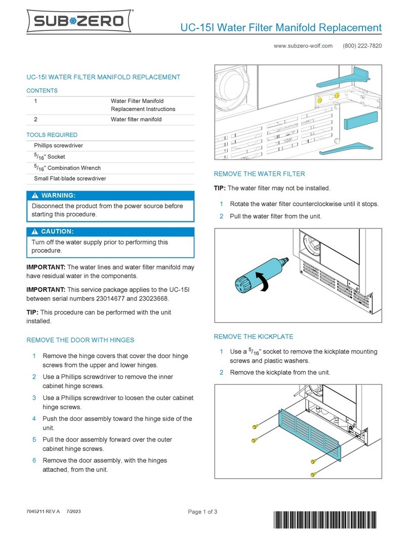 Sub-Zero UC-15I quick start guide