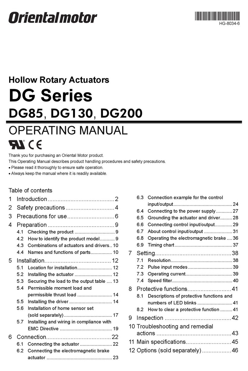 Oriental motor DG Series operating manual
