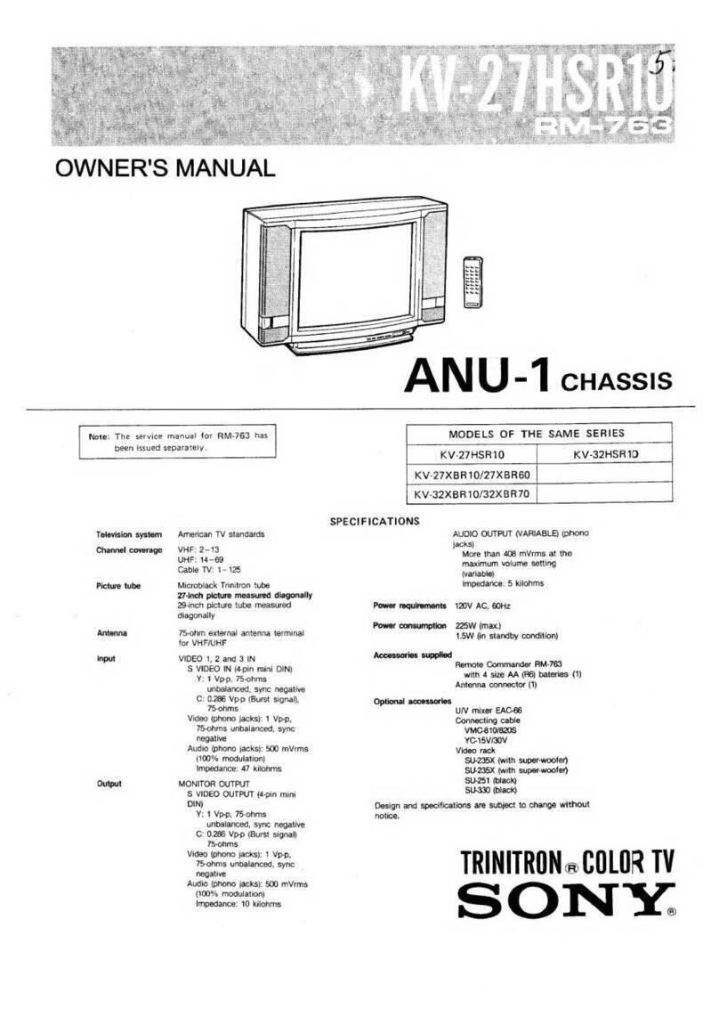 Sony Trinitron KV-27HSR10 User manual Sony Trinitron KV-27HSR10 User manual