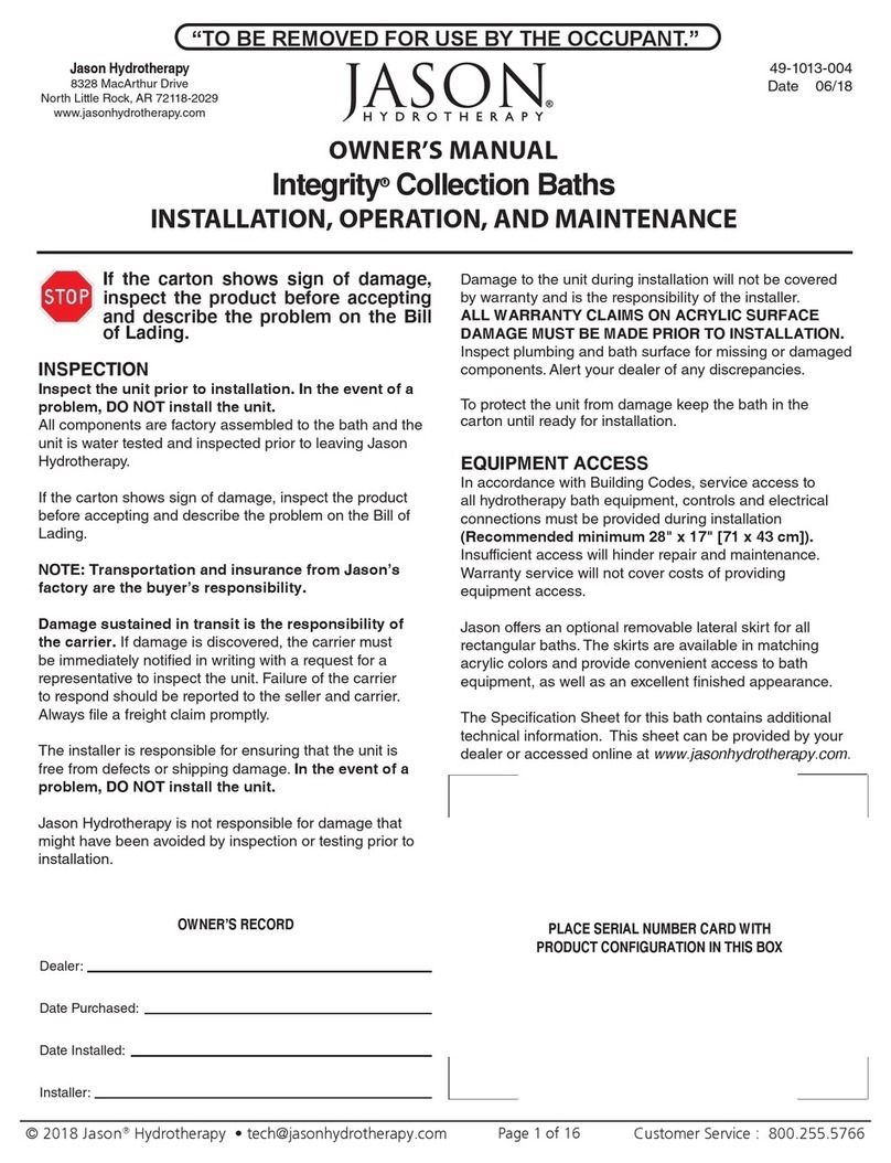 JASON Hydrotherapy Integrity K3060 SR User manual