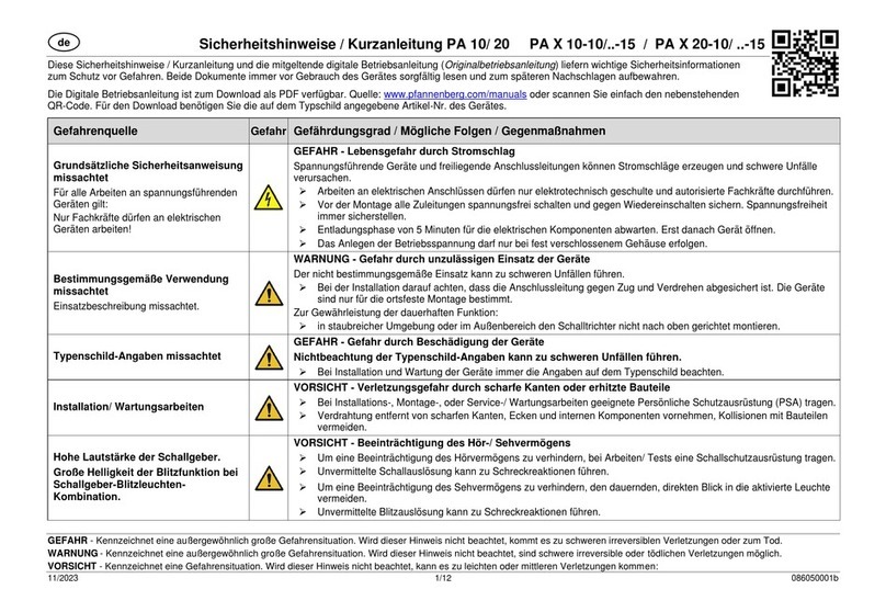 Pfannenberg PA 10/ 20 quick guide Pfannenberg PA 10/ 20 quick guide