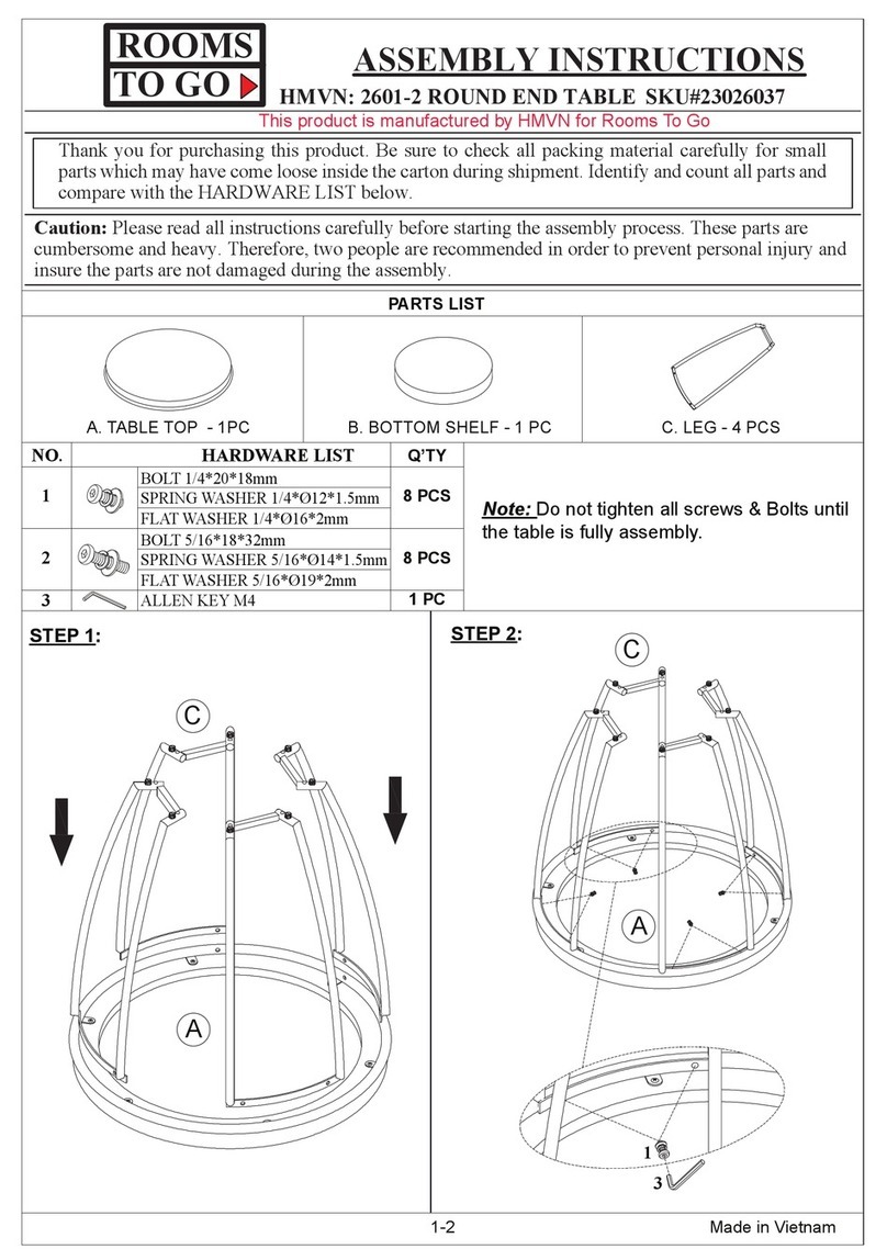 ROOMS TO GO 2601-2 Assembly instructions