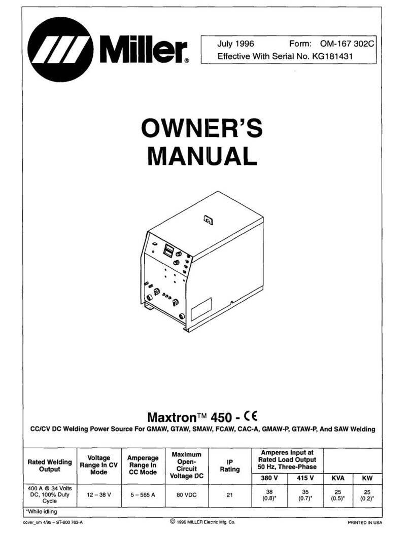 Miller Maxtron 450 User manual
