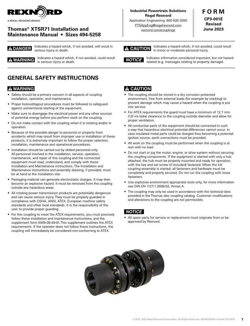 Regal Rexnord Thomas XTSR Series Installation and maintenance manual Regal Rexnord Thomas XTSR Series Installation and maintenance manual