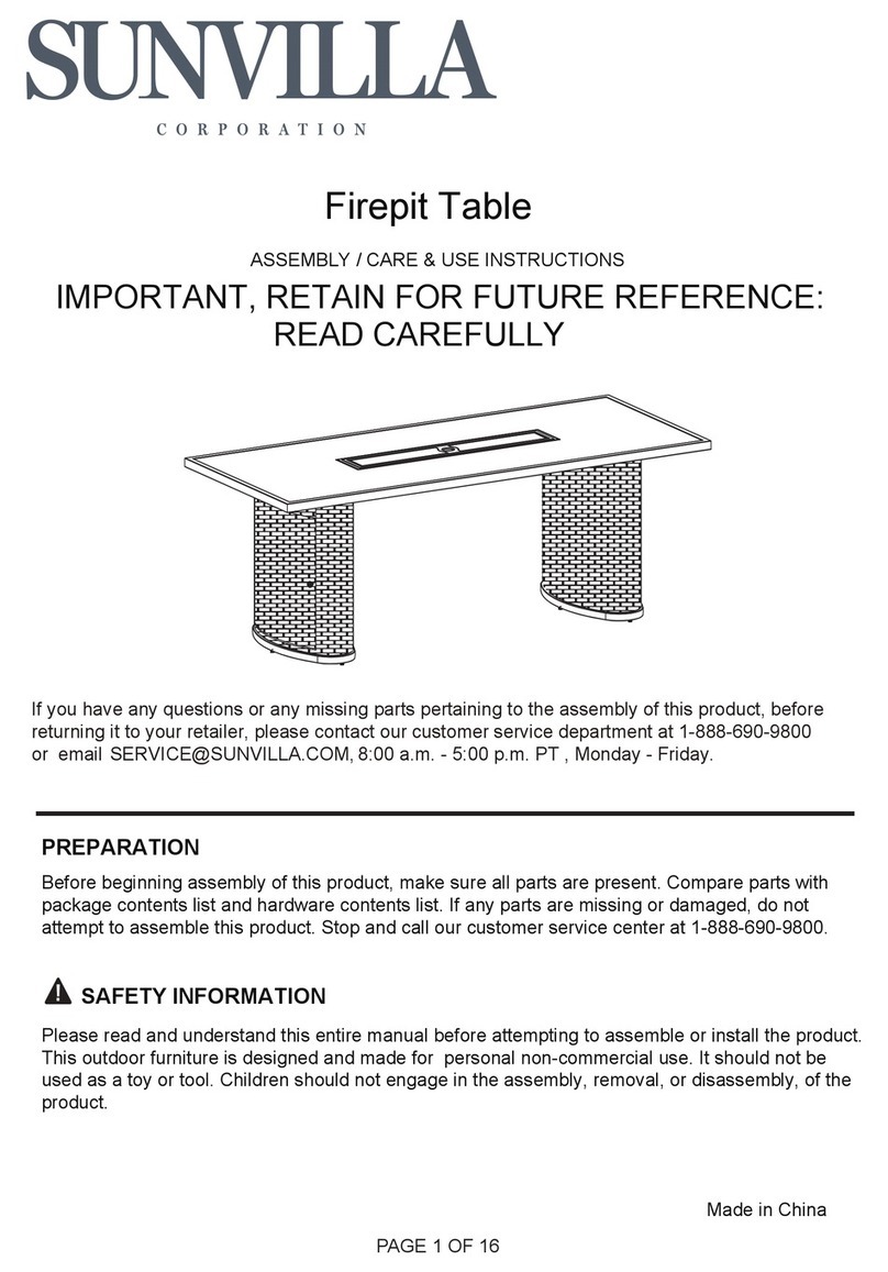 SUNVILLA FHWA10359H Assembly / care & use instructions SUNVILLA FHWA10359H Assembly / care & use instructions