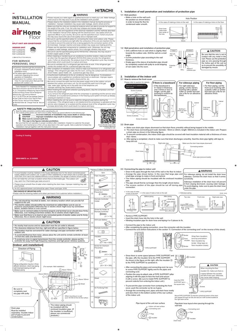 Hitachi air Home RAF-XJ25QHAE User manual