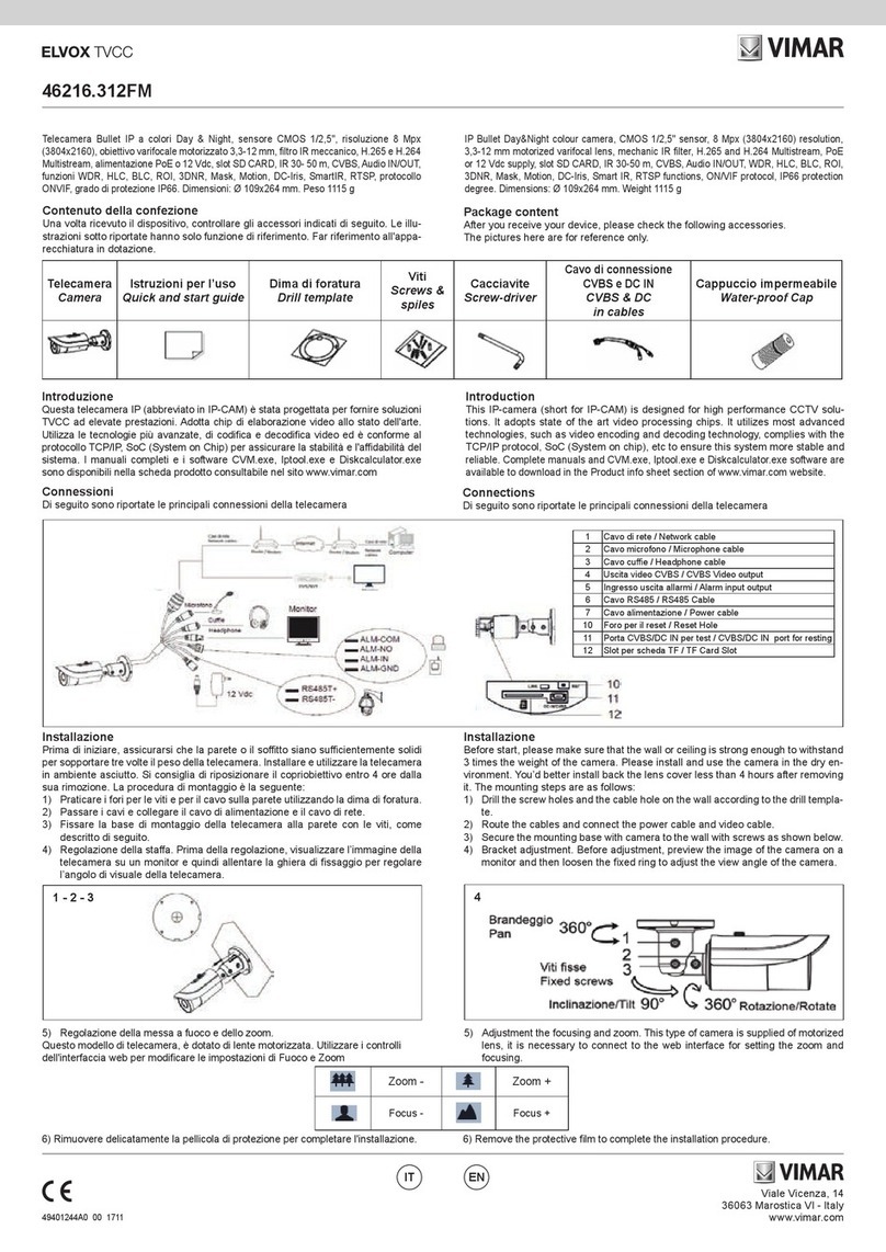 Vimar ELVOX TVCC 46216.312FM quick start guide
