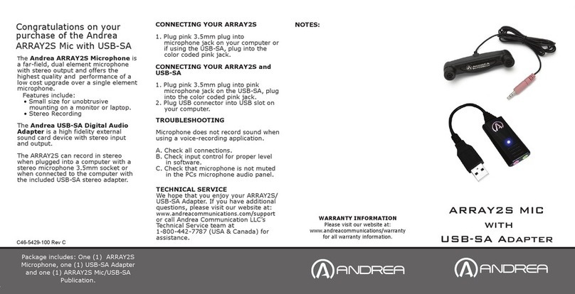 Andrea ARRAY2S owner's manual