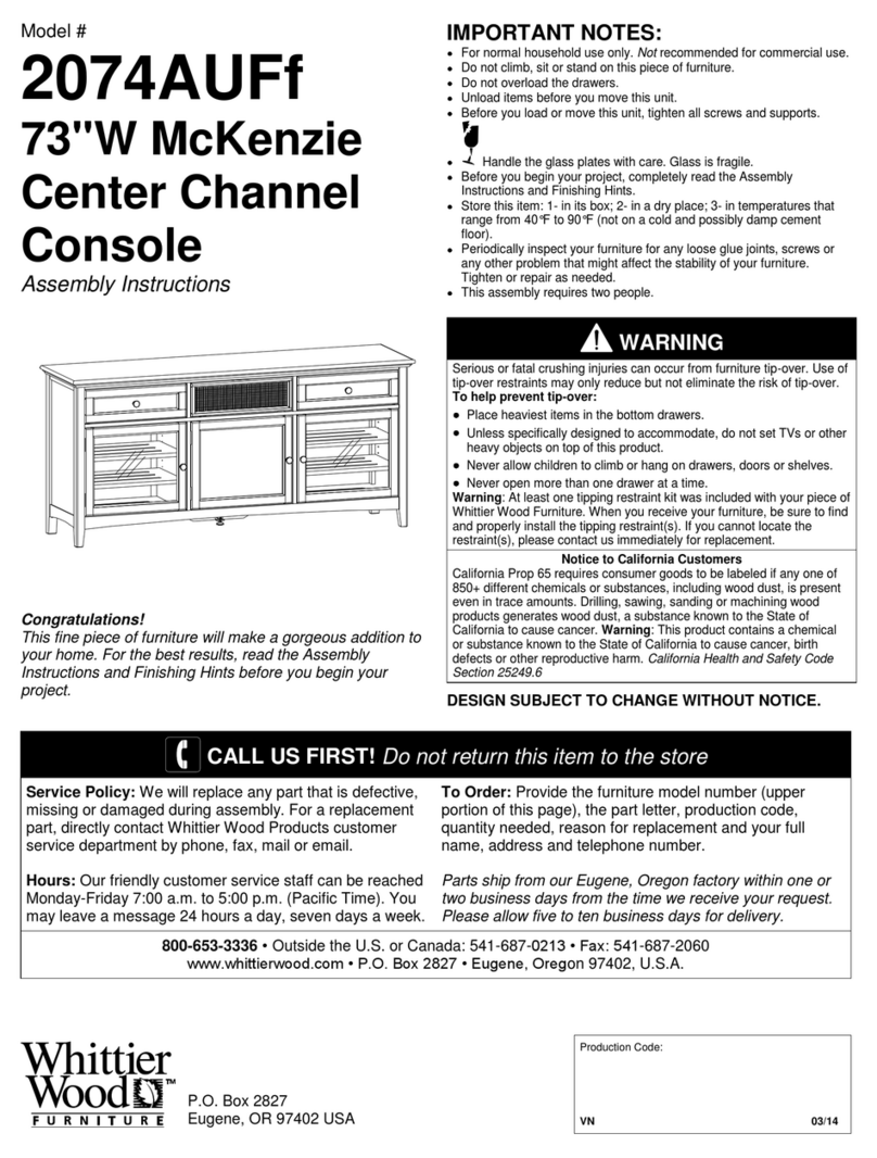 Whittier Wood Furniture McKenzie 2074AUFf Assembly instructions Whittier Wood Furniture McKenzie 2074AUFf Assembly instructions