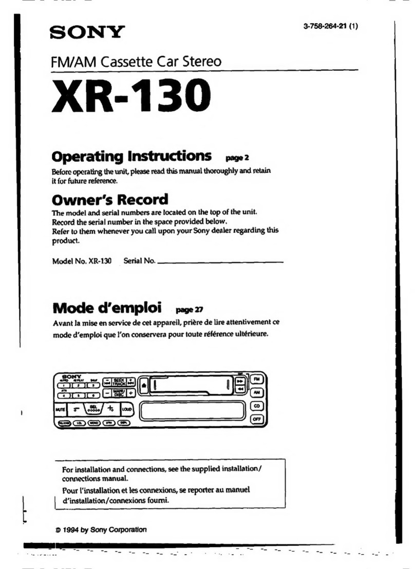 Sony XR-130 operating instructions