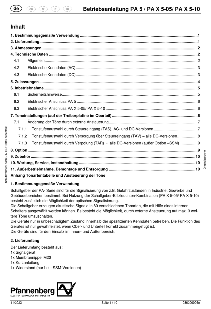 Pfannenberg PA 5 User manual