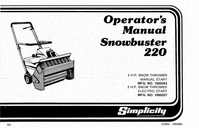 Allis-Chalmers Simplicity Snowbuster 220 Operator's manual