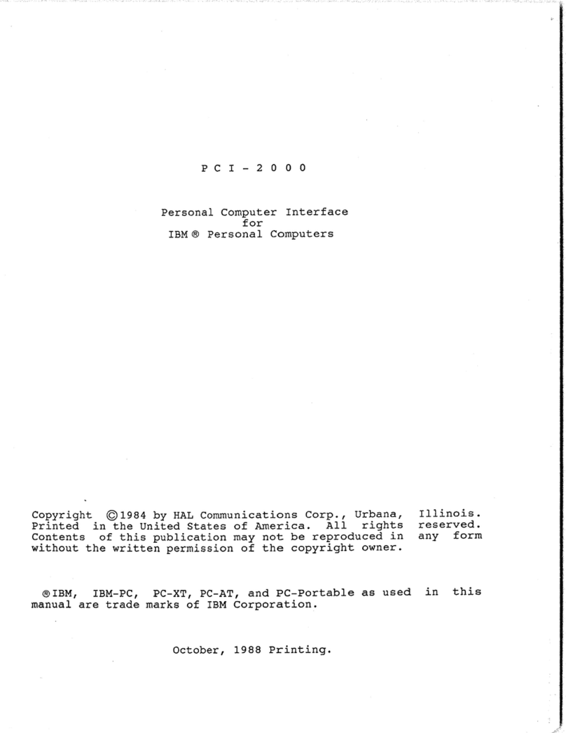 Hal Communications PCI-2000 manual Hal Communications PCI-2000 manual