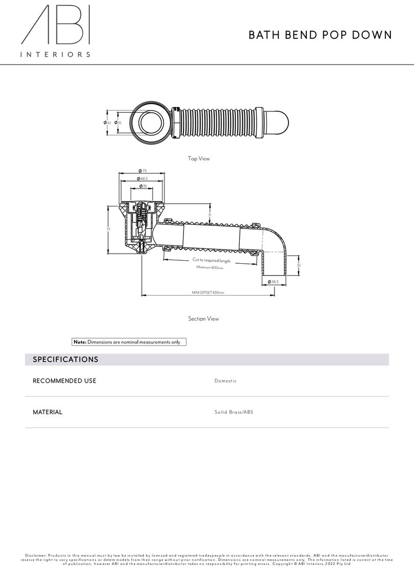 ABI INTERIORS BATH BEND POP DOWN manual