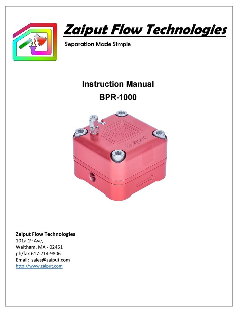 Zaiput Flow Technologies BPR-1000 instruction manual Zaiput Flow Technologies BPR-1000 instruction manual