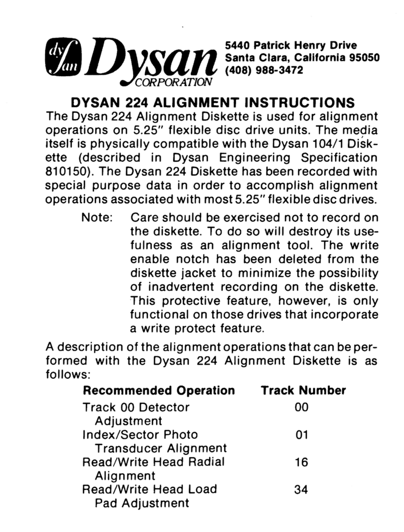 Dysan 224 Alignment instructions