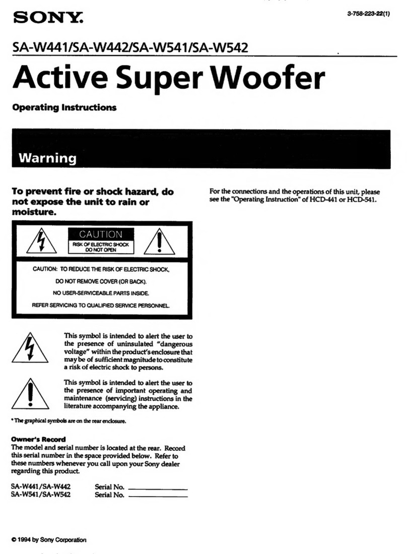 Sony SA-W441 installation instructions Sony SA-W441 installation instructions