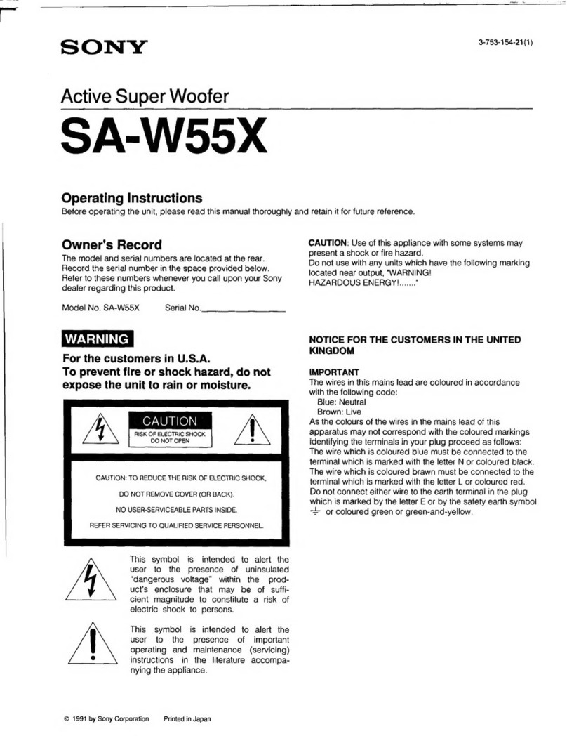Sony SA-W55X operating instructions