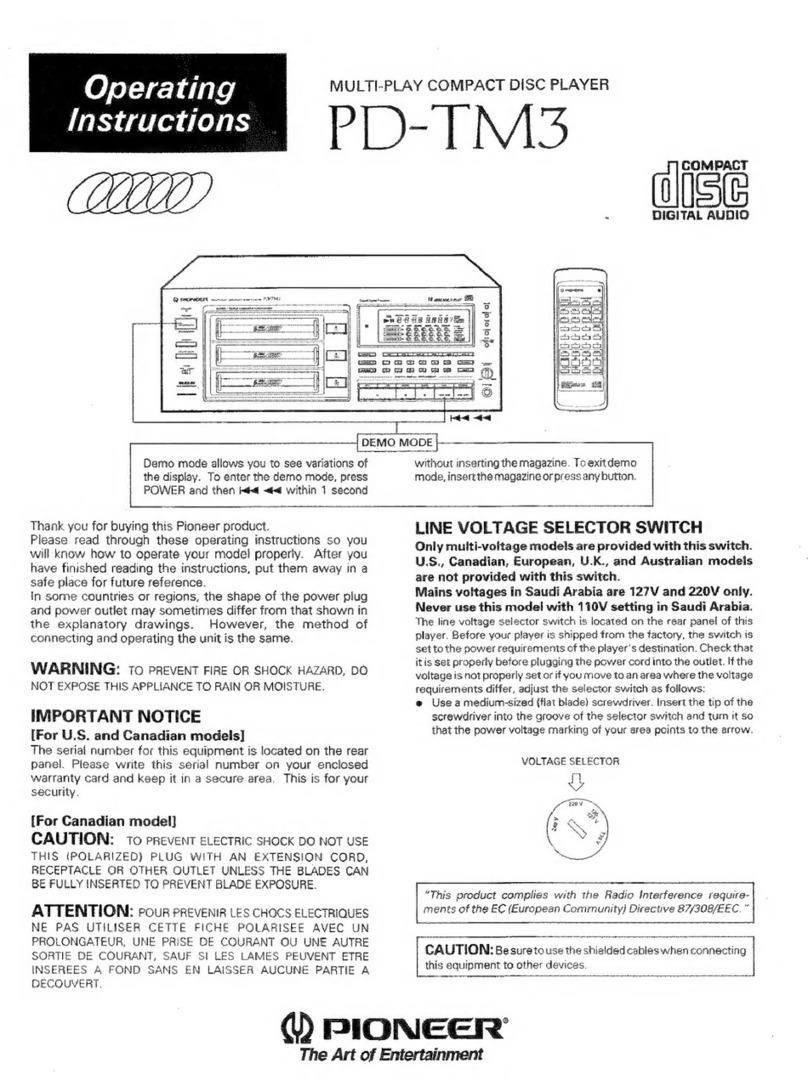 Pioneer PD-TM3 User manual Pioneer PD-TM3 User manual