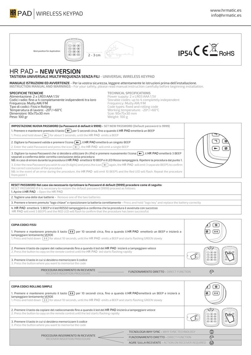 HR Matic HR PAD NEW VERSION User manual