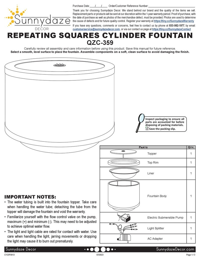 Sunnydaze Decor QZC-359 quick start guide Sunnydaze Decor QZC-359 quick start guide