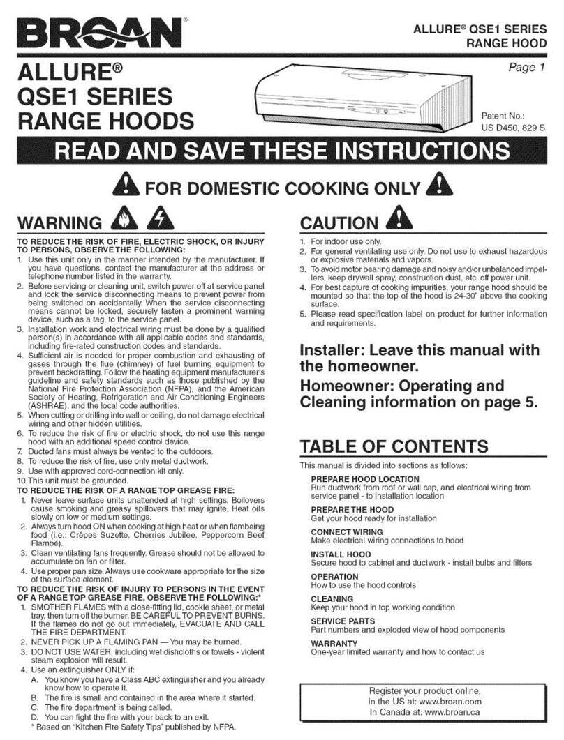 Broan QSE1 SERIES User manual