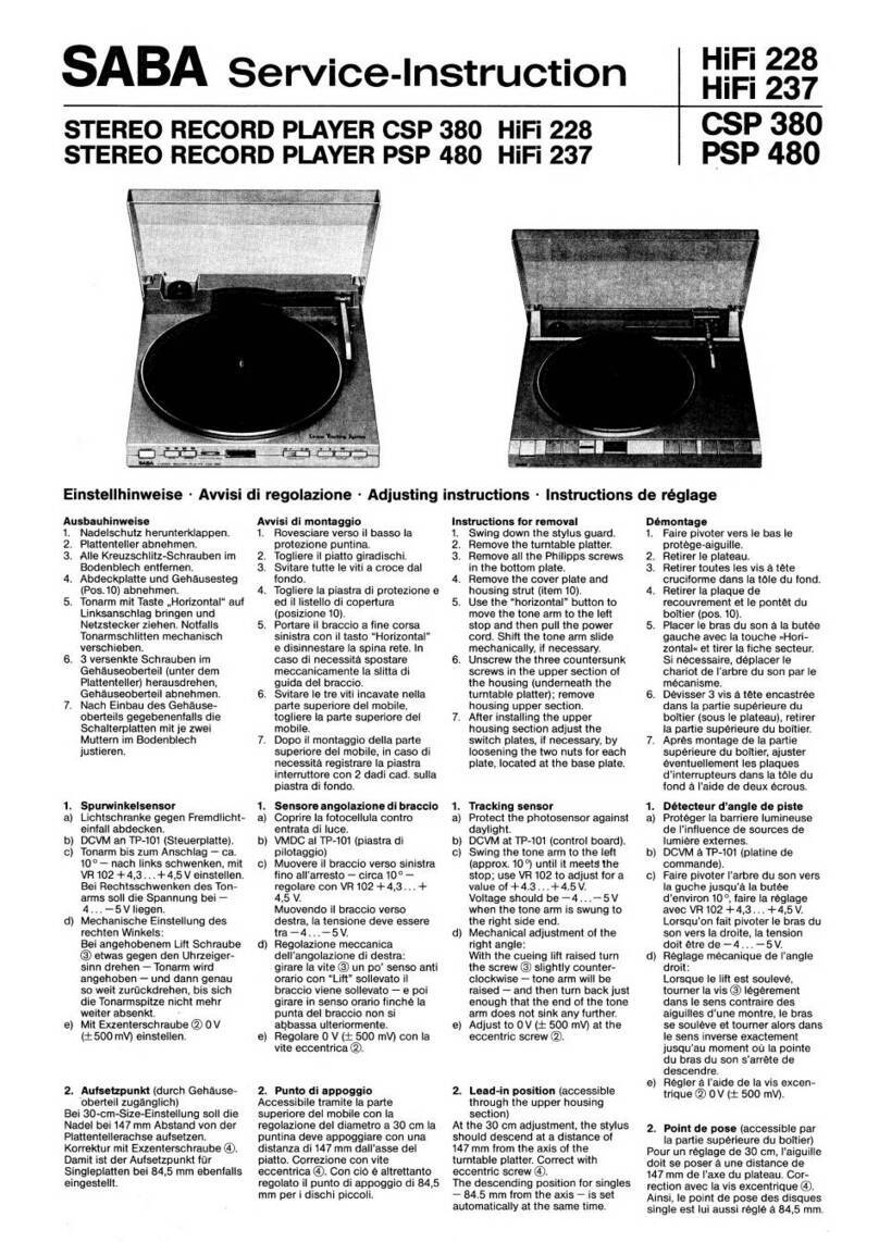 Saba CSP 380 Original operating manual