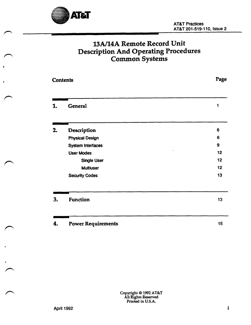 AT&T 13A Description and Operating Procedures AT&T 13A Description and Operating Procedures