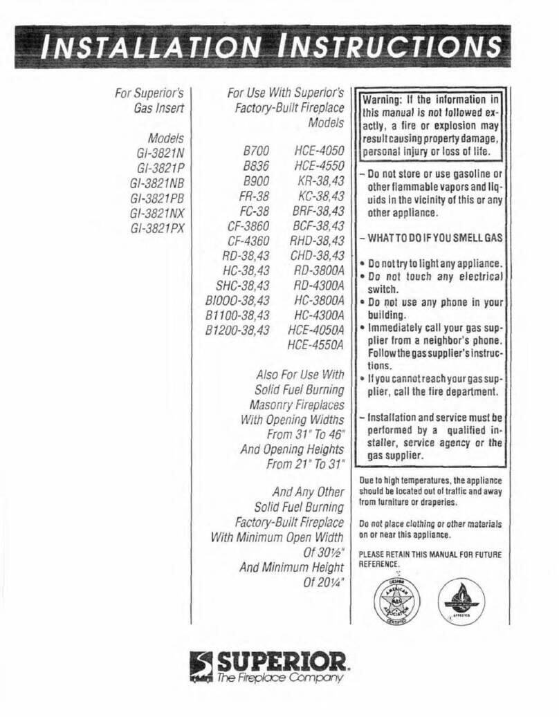 Superior GI-3821N installation instructions