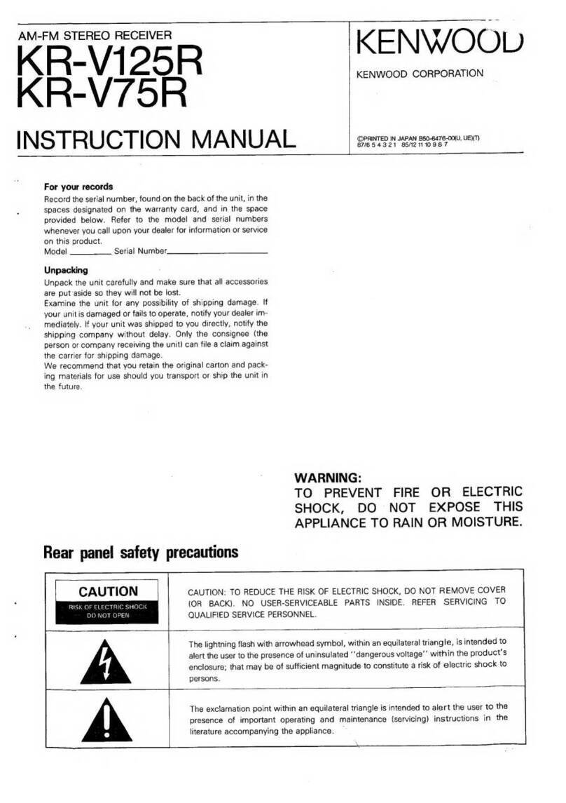 Kenwood KR-V125R instruction manual