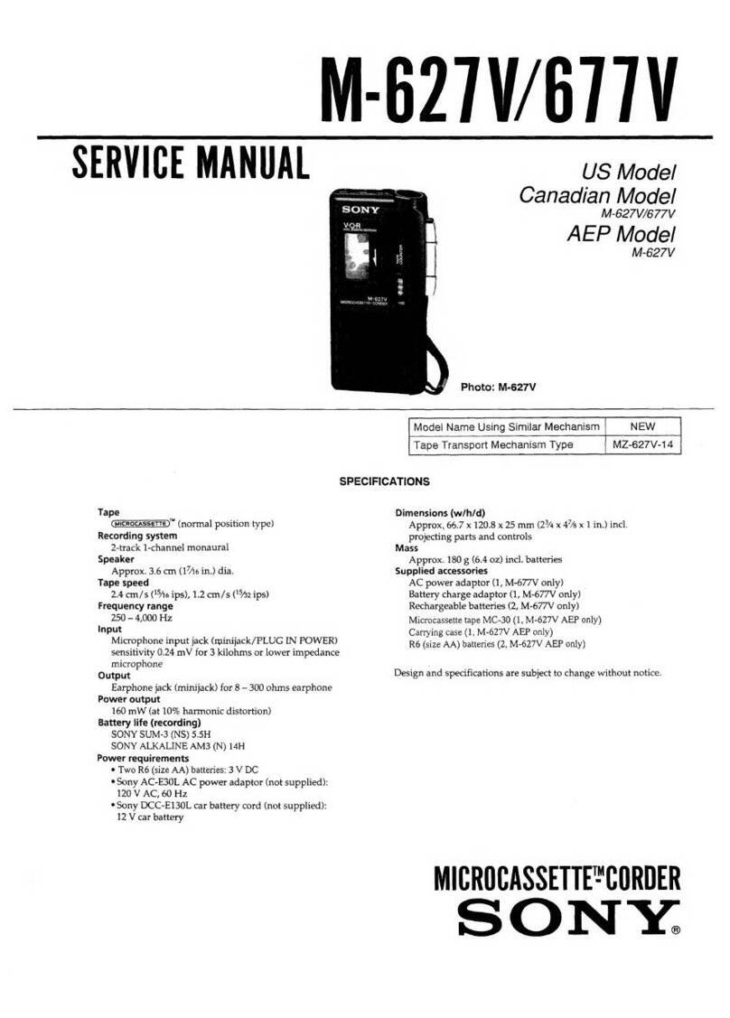 Sony M-627V - Microcassette Recorder User manual