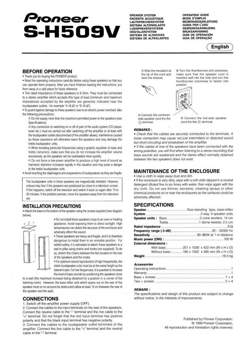 Pioneer S-H509V User manual