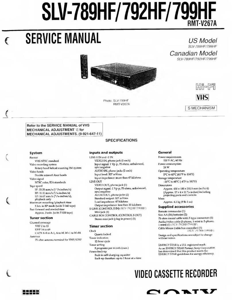 Sony SLV-789HF - Video Cassette Recorder User manual