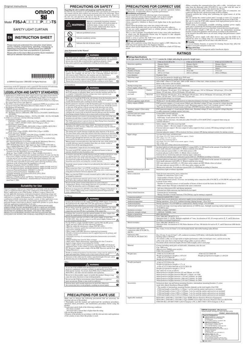 Omron F3SJ-A P Series User manual