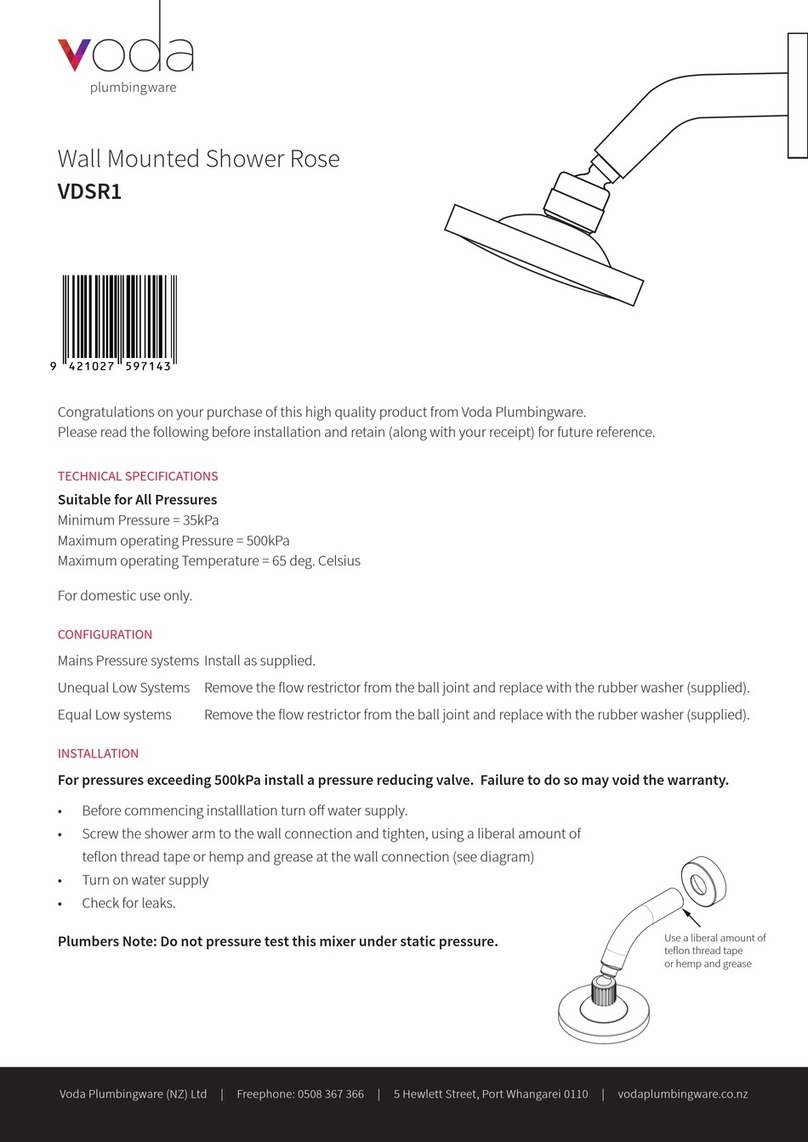 Voda Plumbingware VDSR1 quick start guide