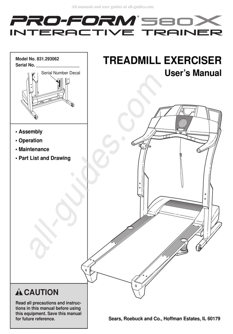 Pro-Form 580X INTERACTIVE TRAINER User manual